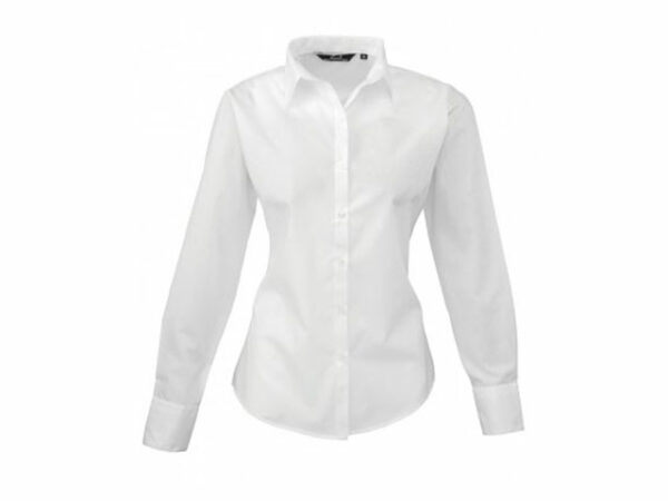 PENPR300W | Premier White LADIES Long Sleeve Poplin Blouse